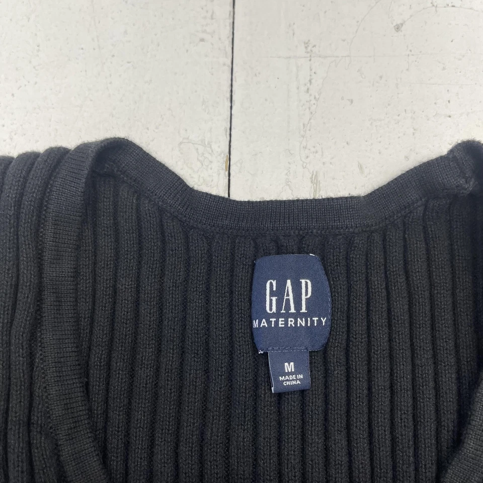 GAP Maternity Sweater Womens Medium Black Ribbed Knit Scoop Neck Long Sleeve - Image 2 of 4