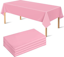4 Pack Pink Disposable Plastic Tablecloths for Birthday Party Table Decor