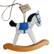 Wooden Ornament - Rocking Horse - Made in East Germany Vintage