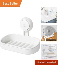 Self-Draining Suction Cup Soap Dish Holder for Shower - No Drilling Required