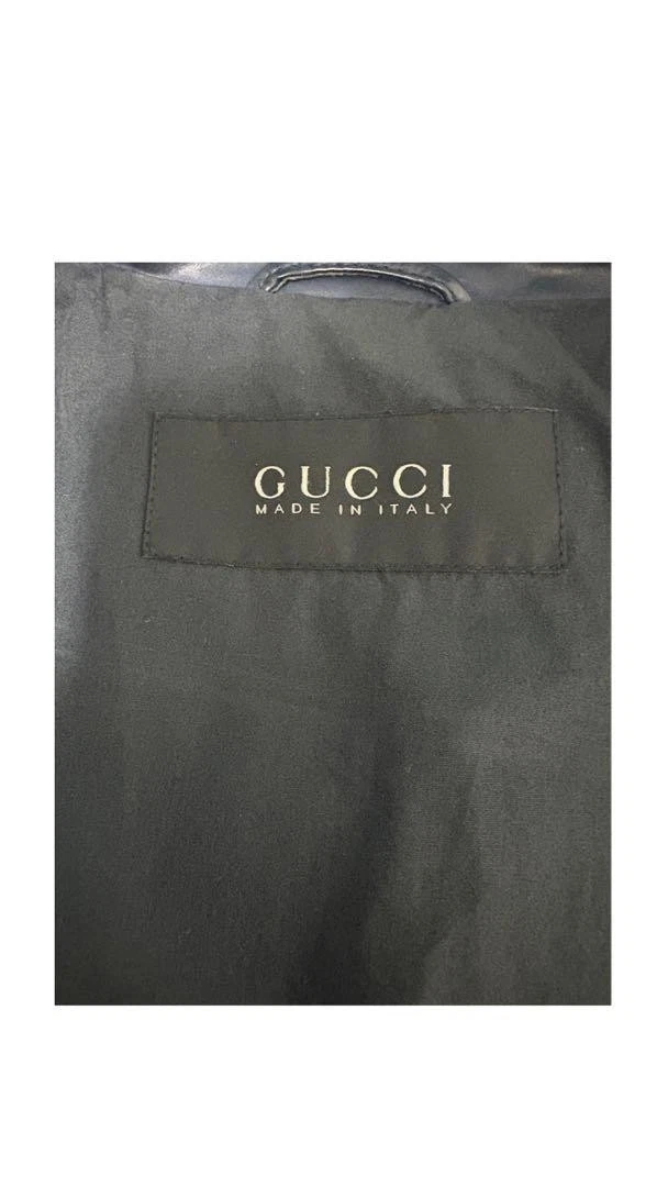 Giacca di pelle Gucci blu sfumato rara