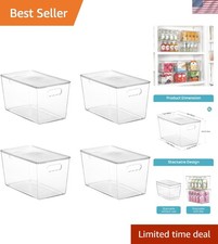 4-Pack XL Clear Stackable Storage Bins with Lids - Ideal for Organizing Spaces