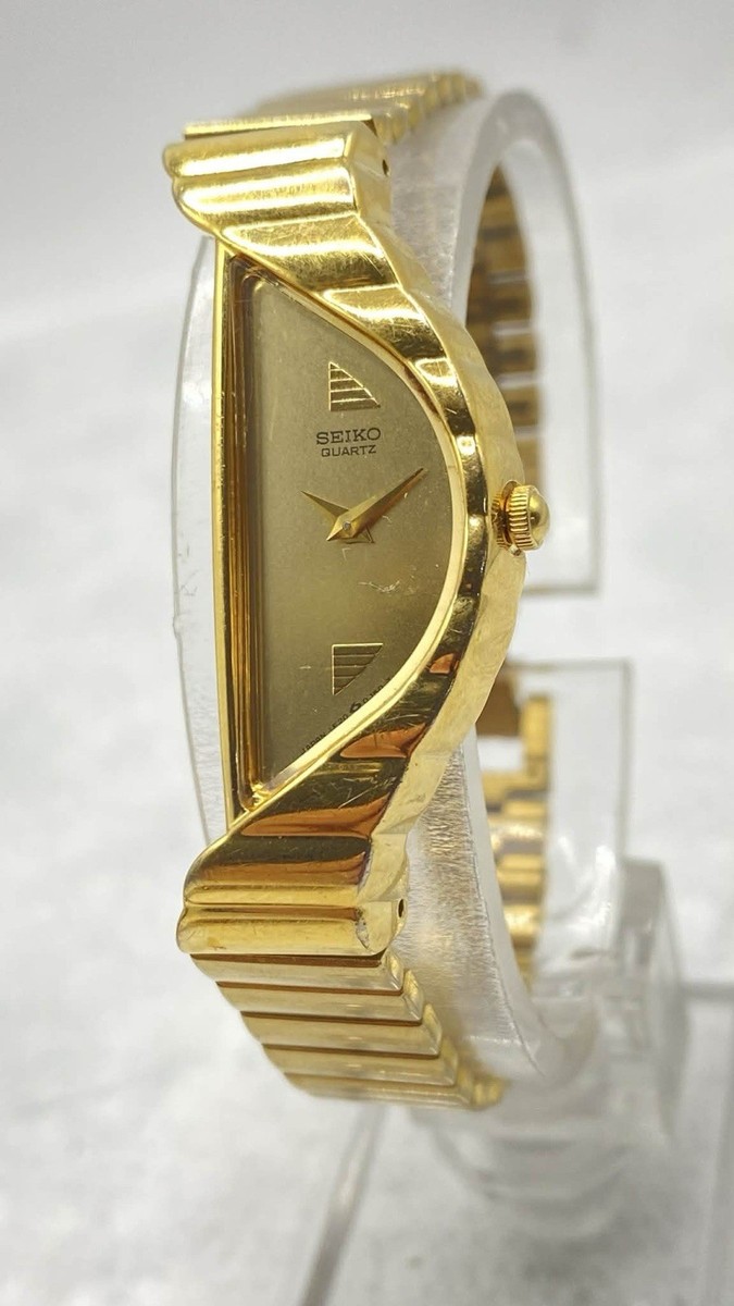 Vintage Seiko Rivoli Gold Tone Half Moon 1F20 - 5D59 Asymmetric