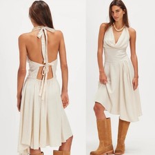 Free People Jayna midi dress halter Free-est Linen blend open back Small