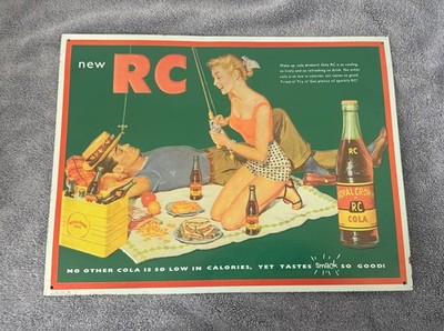 Royal Crown Cola Co. Original Metal Soda Sign Green Red Yellow 1992