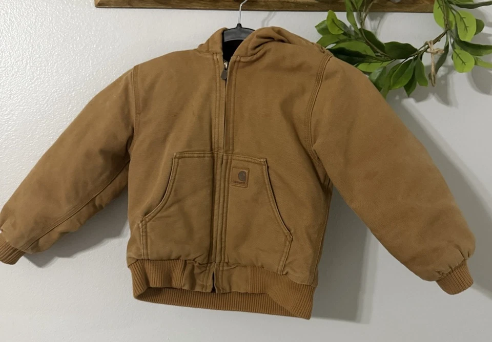 Carhartt Niño Chaqueta con Capucha Aislante en Algodón Marrón con Forro Acolchado Foto 2 de 4