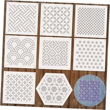 Yousoontic 8 Pcs 4.7 x 4.7 Inch Plastic Sashiko Stencil kit Geometric Sashiko