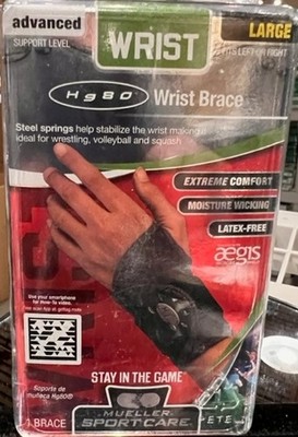MLR Sport Care Hg80 Wrist Brace Fits Left Or Right Black Large(8''-9'')
