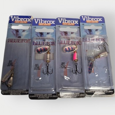 LOT OF 2 NEW Blue Fox Vibrax SILVER PINK Spinner Lures 1/8th 4G - 2 USED