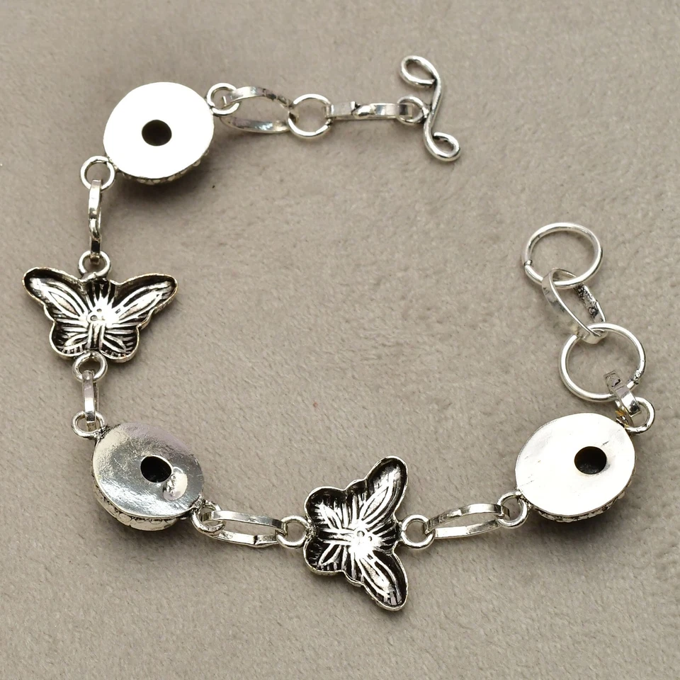 Pulsera de plata esterlina 925 con piedras preciosas de ónix negro joyería... - Imagen 4 de 4