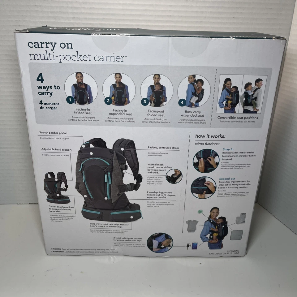 Mochila portabebés Infantino de 8-40 libras con cabestrillo Foto 3 de 4