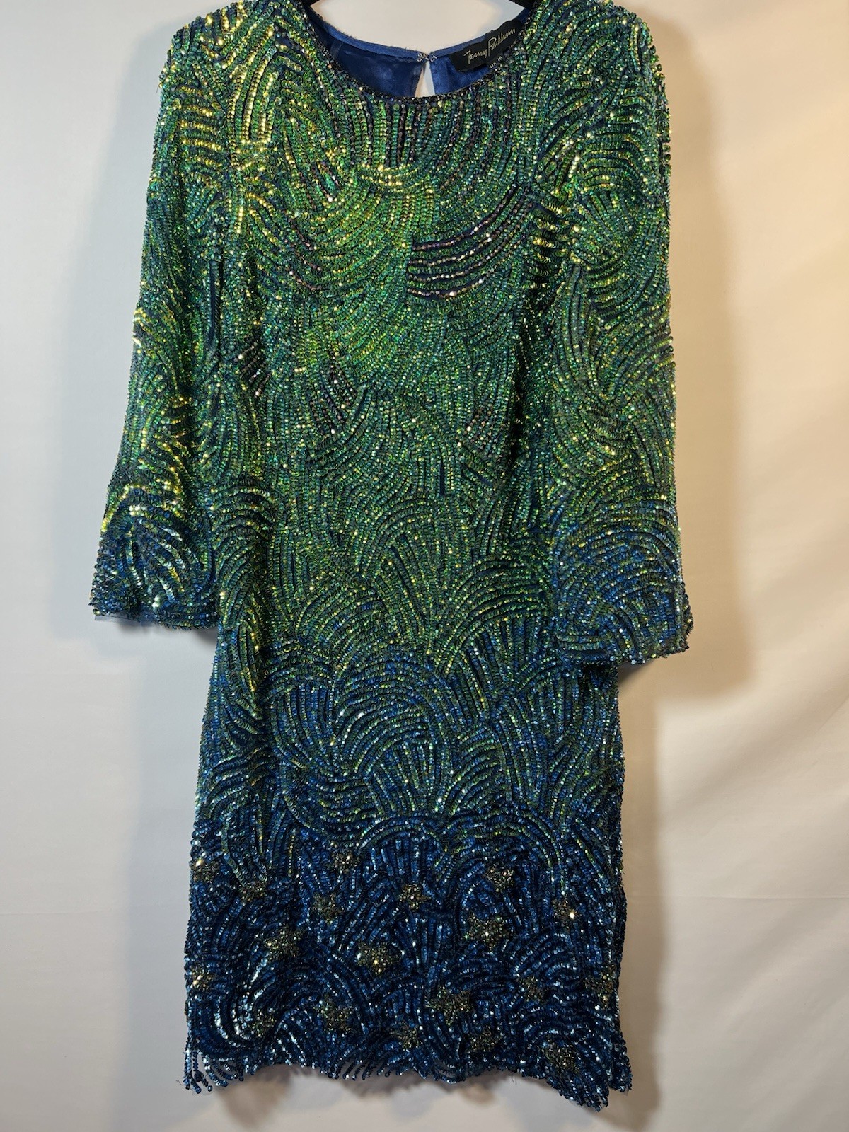Very Rare Jenny Packham blue green embellished mini dress UK10 runs smaller image 10
