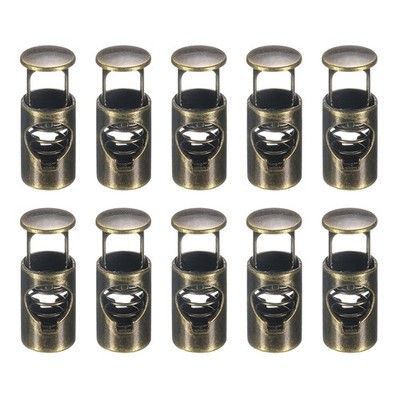 10Pcs 6mm Single Hole Spring Toggle Stopper Bronze 8mm Dia