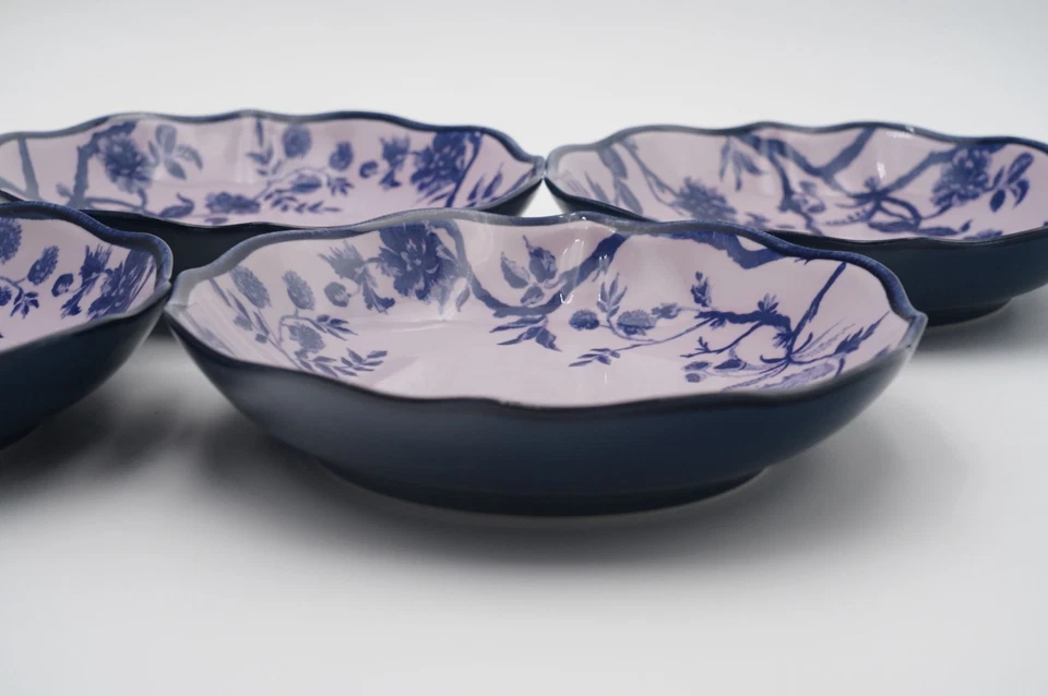 Anthropologie Anya Stoneware 8.75" Pasta Bowls Set of 4 Made in Portugal - Image 3 of 4