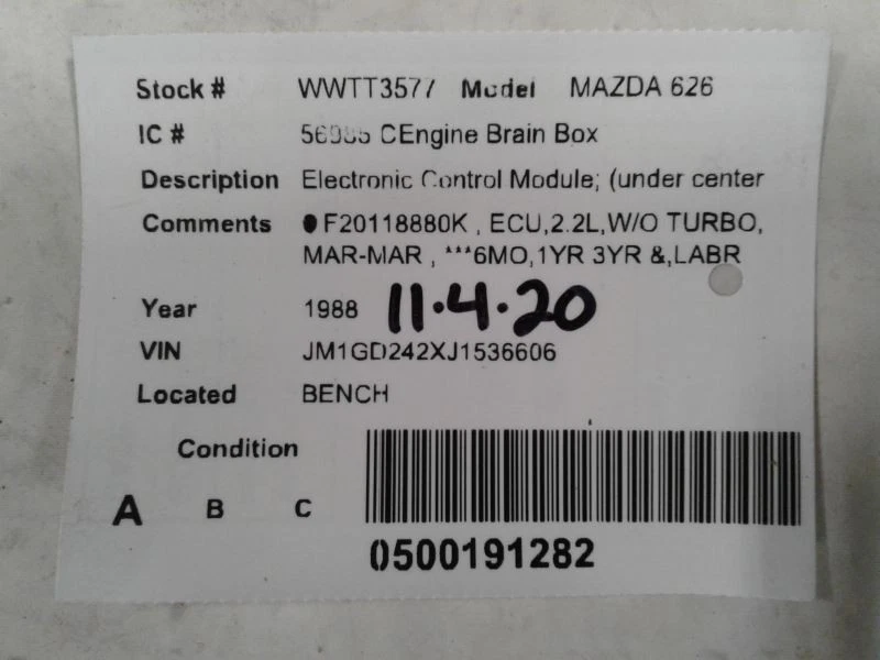 Módulo PCM Motor Computadora ECM ECU 1988-1989 MAZDA 626 F20118880K Foto 4 de 4