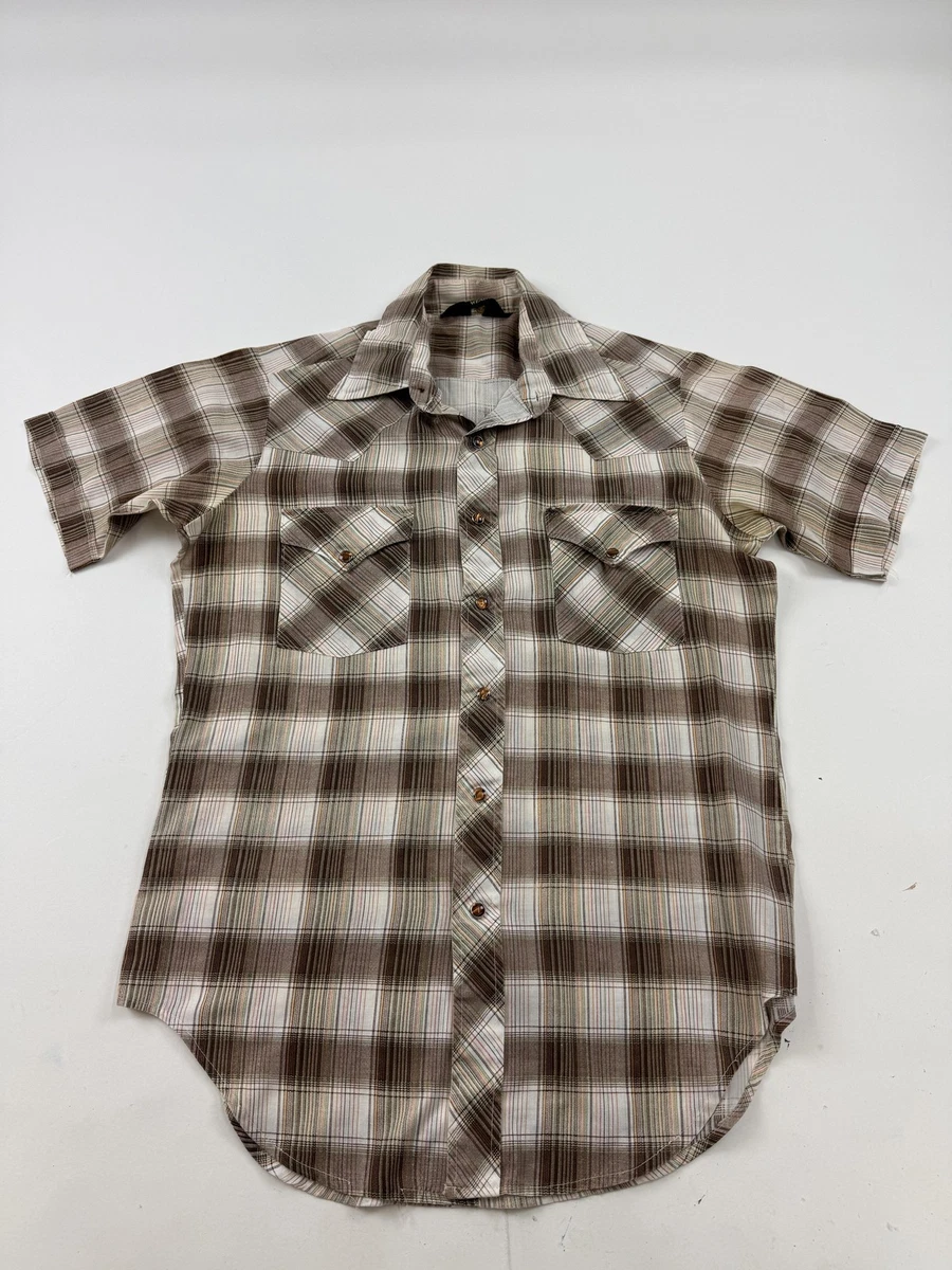 Chemise Vintage Cowboy Sears Western Wear - Denim Bleu, Snaps, Taille XLT, Années 70/80