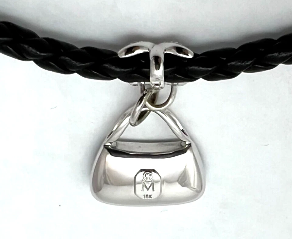 Mirabelle 1.50ct Diamante y Zafiro Oro 18k W Cartera Colgante y Collar de Cordón de Cuero Foto 3 de 4