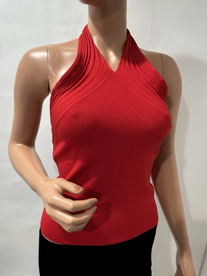 Mission Knit Top Halter Red Sleeveless Size Medium Slim - Image 2 of 4