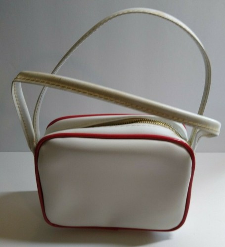 Childs Zebra Handbag White Red Vinyl Strap Purse Bag Vintage Retro Fashion - Picture 3 of 10