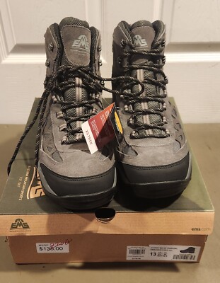 NEW EMS Eastern Mountain Sport Mens Journey Mid WP Charcoal Hiking Boots Size 13