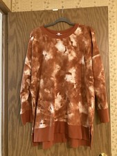 LuLaRoe XL HANNAH UNICORN COLLECTION Sweatshirt Rust Orange Tie Dye