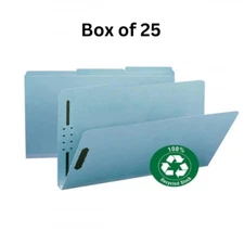 (25 Pack) Smead 1/3 Tab Cut Legal Recycled Fastener Folder with 1" Expansion