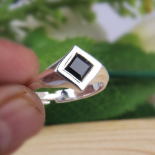 Classic Black Spinel Statement Ring 925 Sterling Silver Ring For Women Gifts