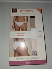 Warners Blissful Benefits Size Small(4/6) Microfiber Bikinis. 5 Pack New (Eb27)