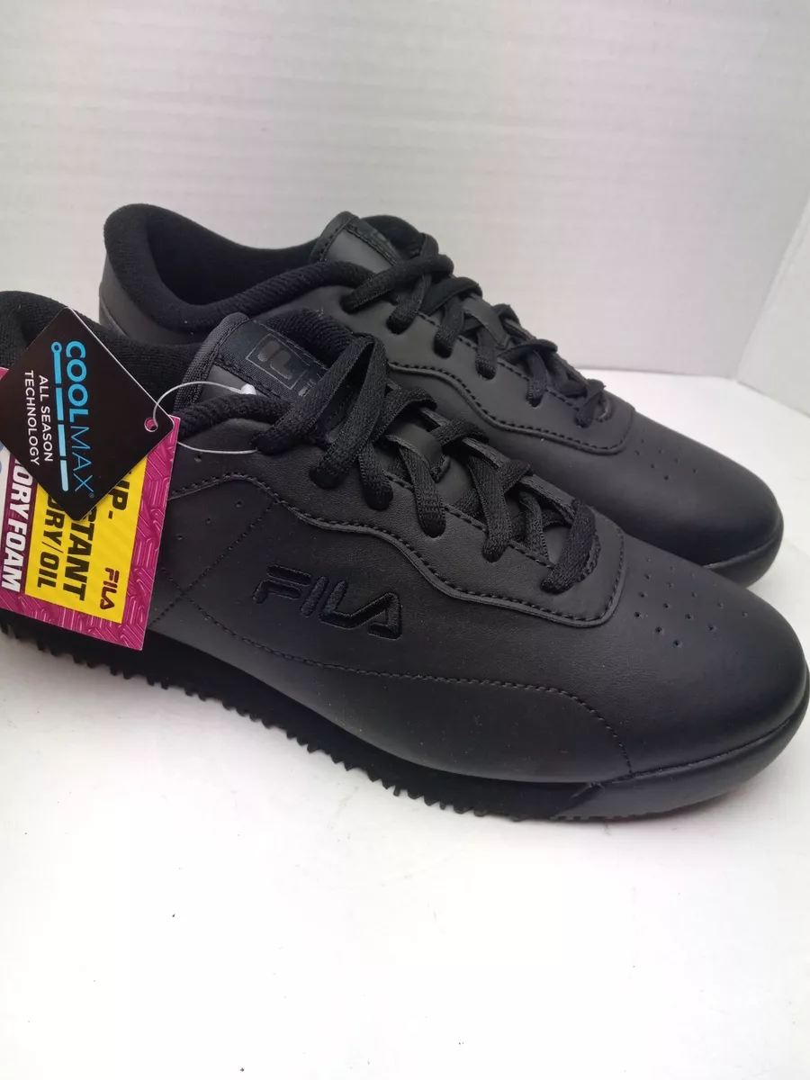 Fila Womens Sz 7 Memory Viable SR Black Slip Resistant Work Shoes