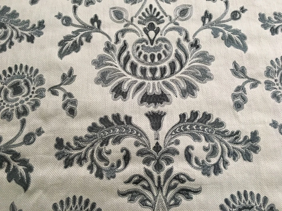Lee Jofa Damask Embroidery Upholstery Fabric Camberly Dusk Blue 2 yd 2013118-515 - Image 3 of 4