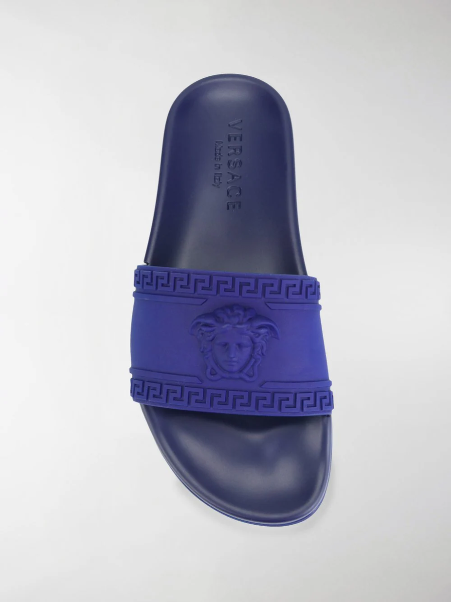 Versace Medusa Palazzo Blue Rubber Logo Slide Pool Sandal Flip Flop Flat 44 11 Versace Medusa Palazzo Blue Rubber Logo Slide Pool Sandal  main image 2