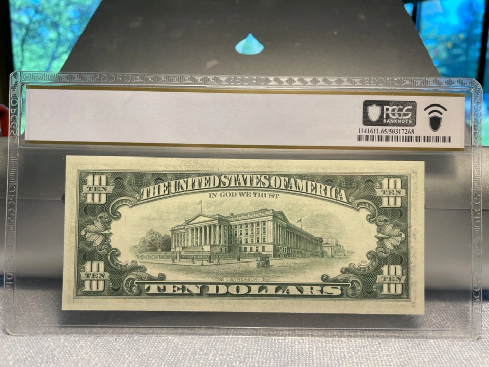 (#101456) 1977 $10 Boston.  AB block. FR 2024 PCGS 65 PPQ  (1 of 2 sequential) - Image 2 of 2