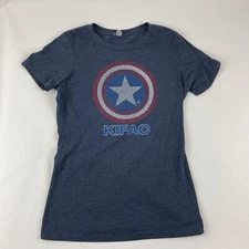 Next Level Tshirt Womens Medium Blue Short Sleeve Captain America