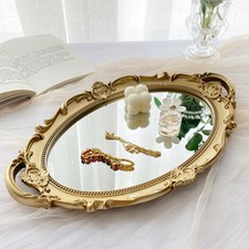 Vintage Mirror Tray Dessert Snack Tea Saucer Perfume Tray Makeup Candle Stand UK