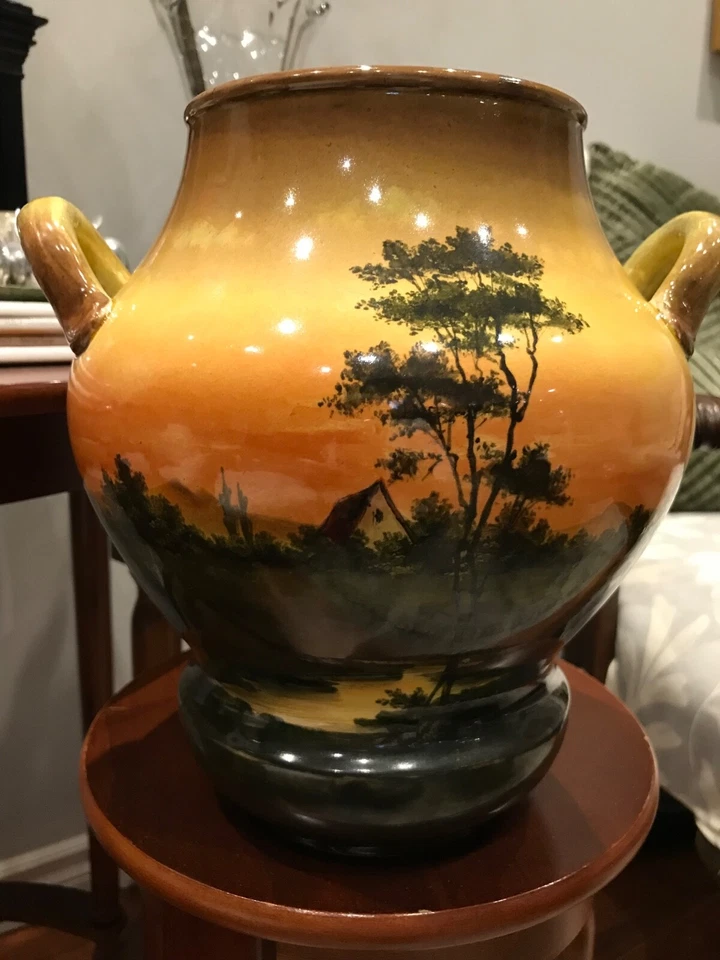 1920's Royal Bonn German Rare Large vase with scenery Foto 3 de 4