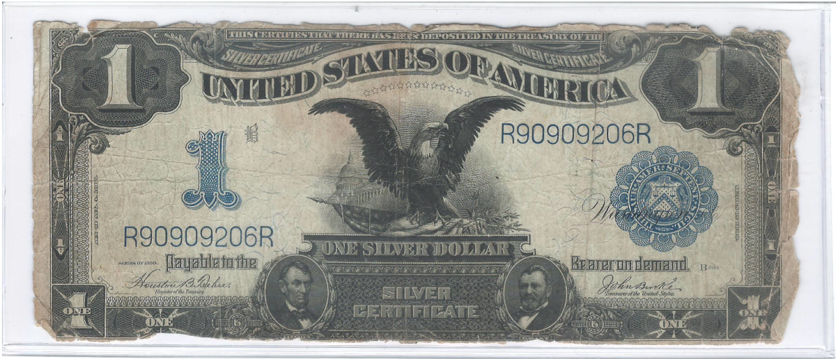 1899 $1 One Dollar Black Eagle Silver Certificate AG, Bank Note
