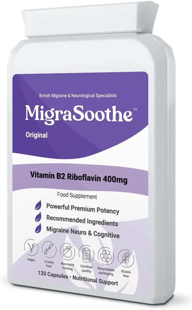 Migrasoothe-B Vitamin B2 Riboflavin 400mg Migraine attacks Headache 120 Tablets