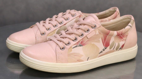 Scarpe sneakers donna ECCO Soft 7 taglia EU 38 US 7-7,5 pelle polvere floreale rosa