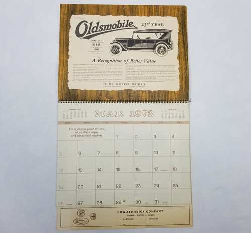 Vintage Howard Buick Company Calendar 1972 Illustrated Old Antique Cars Vehicles - Picture 10 of 15