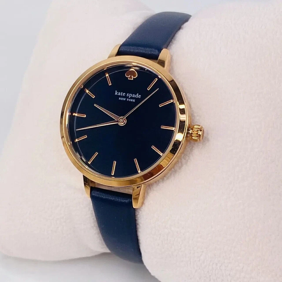 kate spade new york metro three-hand navy leather watch KSW9004 - Image 3 of 4