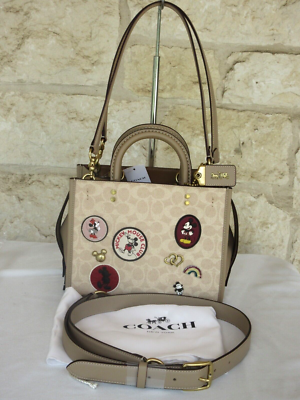 NEW Coach Disney X Rogue 25 Signature Canvas Mickey/Mini Patches