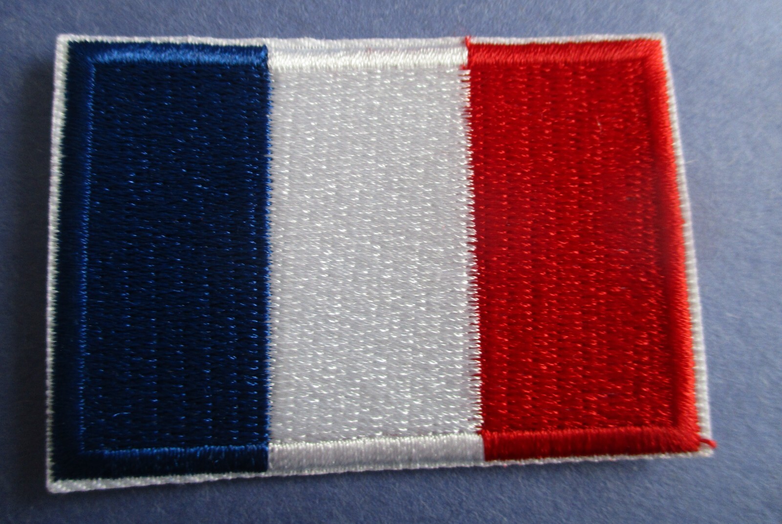 French Flag Embroidered Iron-On Patch 2.5x1.75 Inches