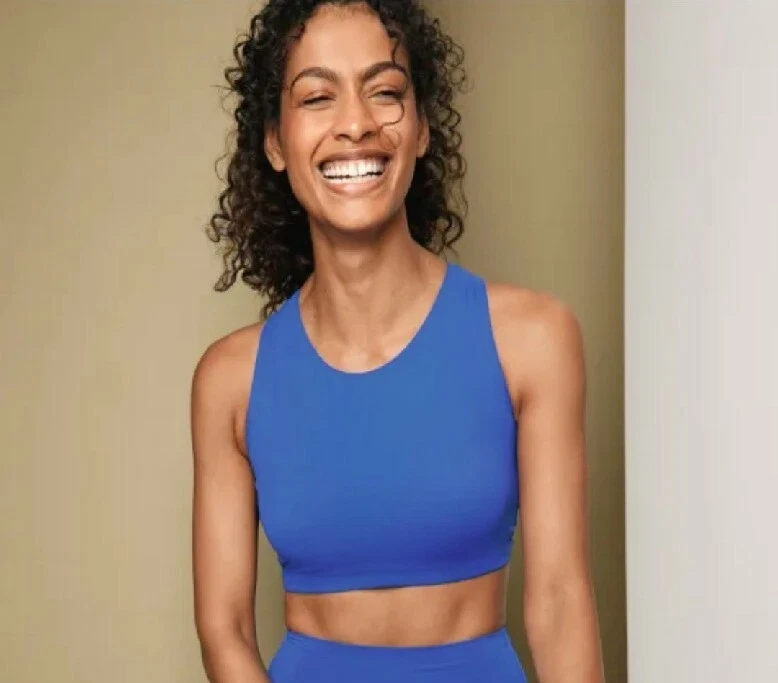 BRAVISSIMO MOTION CROP TOP Sports Bra Cobalt Blue Size UK 36E