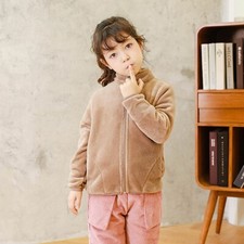 Kids Fleece Winter Jacket, Full Zip Cardigan, 3/4 Sleeve