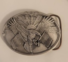 Vintage Bergamot Eagle With Flags T-256 Belt Buckle- Made in USA
