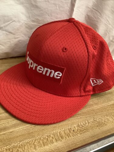 Supreme By Any Means Red New Era Fitted Cap Hat 7 3/8 Rare