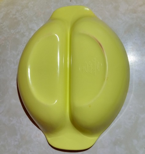 MCM Russel Wright Residential 11" Divided Dish Lemon Yellow Melamine - Picture 2 of 3
