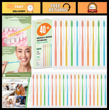 40 Pack Disposable Toothbrushes - Soft Bristles, Individually Wrapped, Travel 