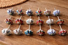 Lot Of 10 PC Indian Hand Painted Ceramic Cabinet Knobs Pulls Drawer Door Handle