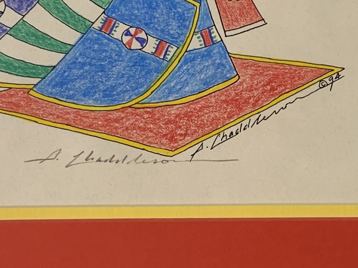 THE WIVES OF A CHIEF Sherman Chaddlesone Indigenous Artwork 16.125